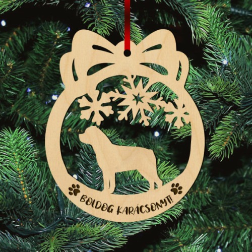 Rottweiler kutyás fa karácsonyfa dísz 